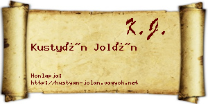 Kustyán Jolán névjegykártya